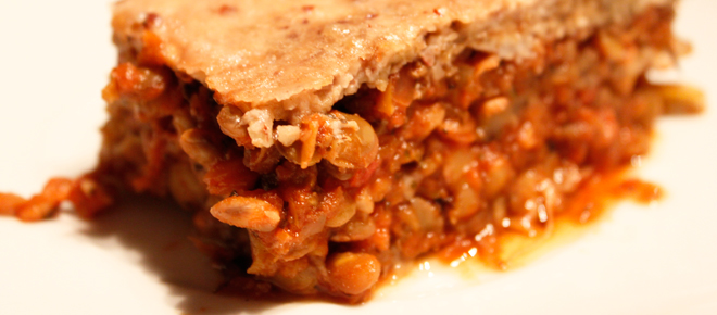 Lasagna de berenjenas y lentejas