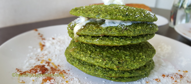 Panquecas de espinaca y coco